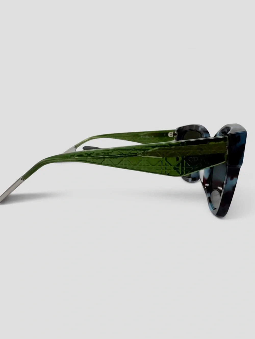 🌈 Christian Dior Blue Tortoiseshell & Green Cannage Sunglasses